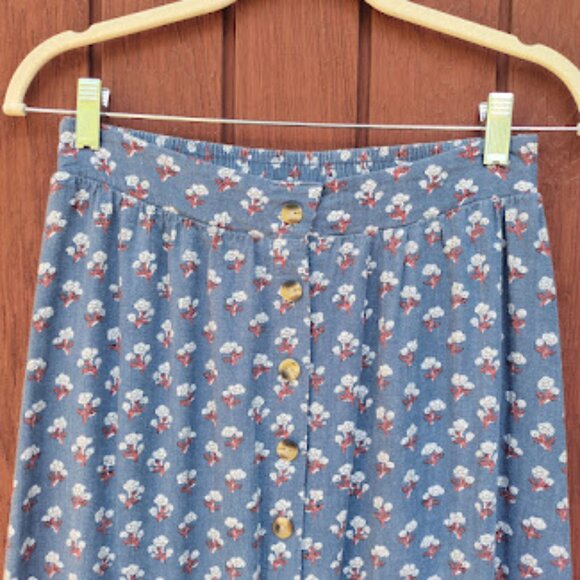 NOW + GEN X SONOMA | Ditsy Floral Button Front Midi Hi-Low Skirt Cottagecore XS - Picture 3 of 13